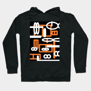 Orange  and black geometric abstract art design Hoodie